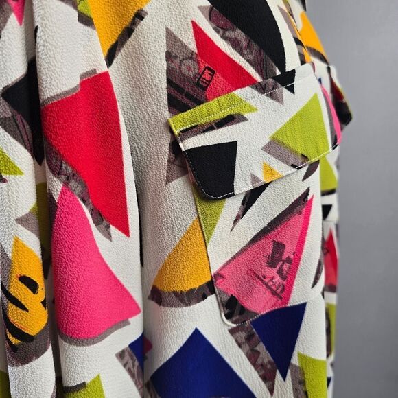 Abstract Multicolor Button Down Shirt R4 - Picture 3 of 5